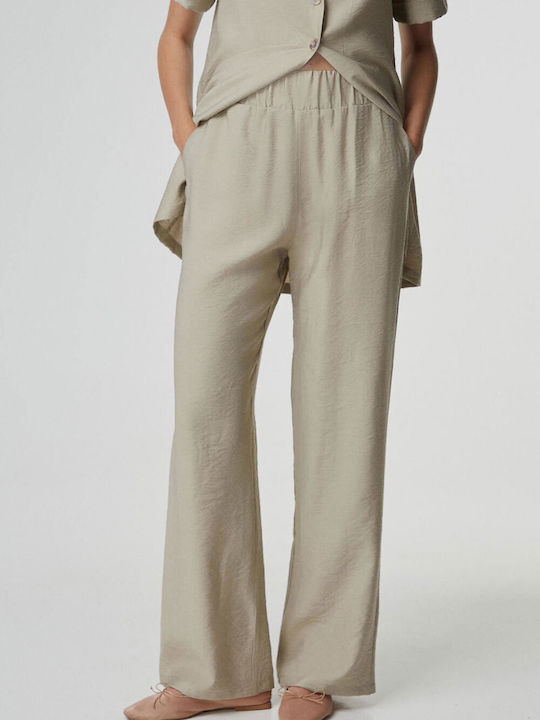 Bill Cost Women's Fabric Trousers with Elastic Beige