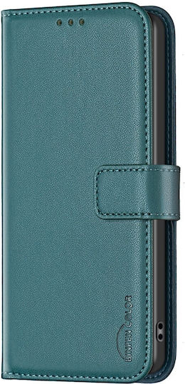 Binfen Калъф Портмоне От Изкуствена Кожа Зелен Redmi Note 13 Pro 4G / Poco M6 Pro 4G