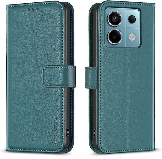Binfen Калъф Портмоне От Изкуствена Кожа Зелен Redmi Note 13 Pro 4G / Poco M6 Pro 4G
