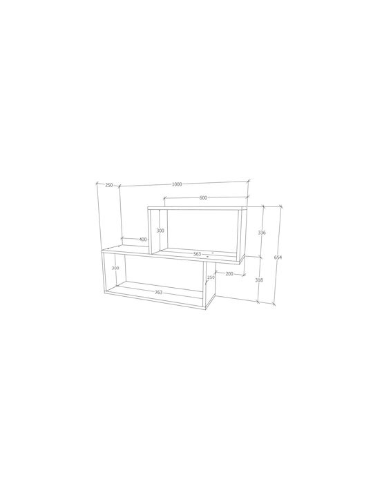 Ράφι Τοίχου Rico White 100x25x65εκ.