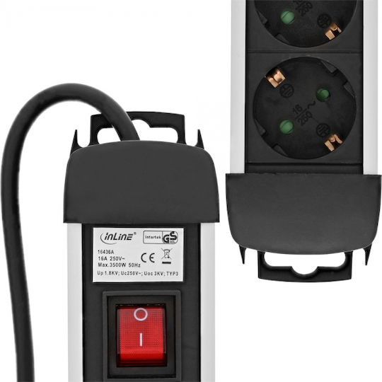 InLine Power Strip 6 Positions with USB-A, Switch and Cable 1.5m