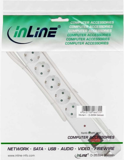 InLine Πολύπριζο Aσφαλείας 6 Θέσεων με USB-A, Διακόπτη και Καλώδιο 1.5m