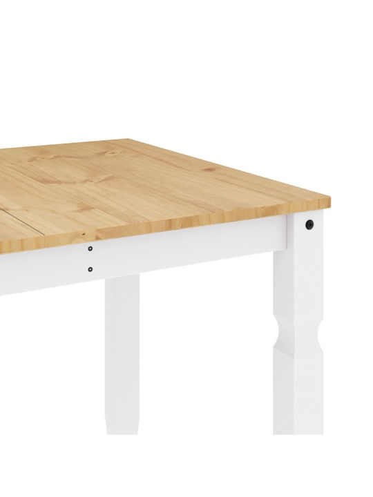 Masă Sala de mese din Lemn Masiv Alb 160x80x75buc