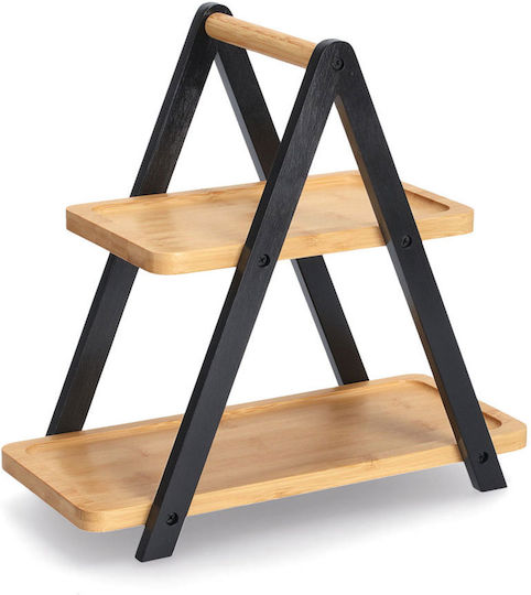 Zeller Wooden Tiered Appetizer Stand 2 Tiers Beige Ø34xY32cm P34xM17.2xY32cm