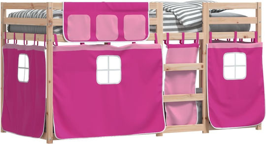 Kids Bed Loft Bed Single Pink for Mattress 90x200cm