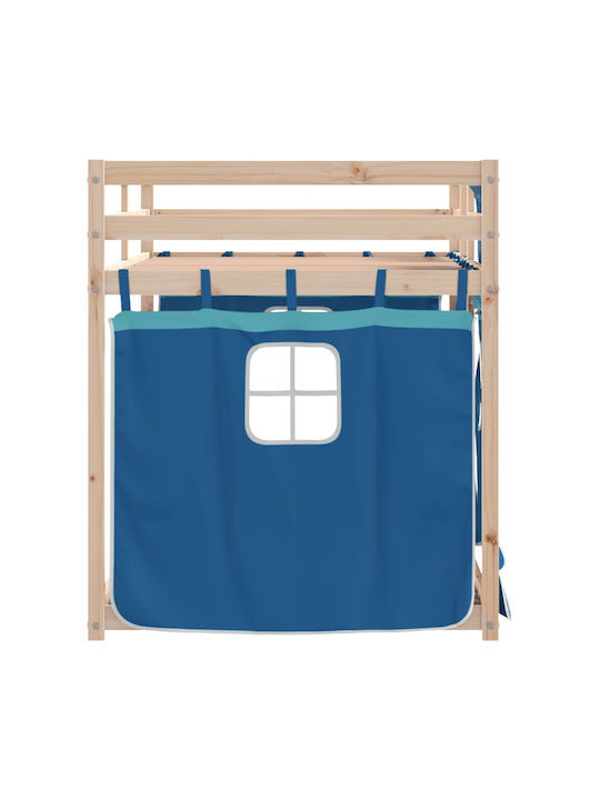 Kids Bed Loft Bed Single Blue for Mattress 80x200cm