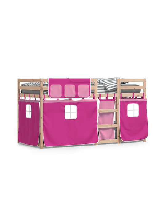 Kids Bed Loft Bed Single Pink for Mattress 90x200cm