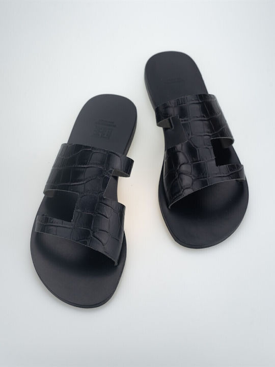 XX Leather Women's Flat Sandals in Black Color