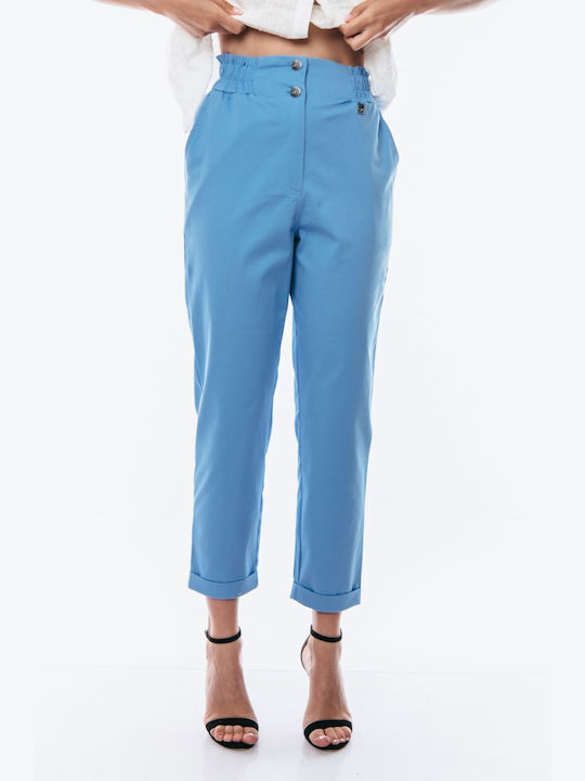 Donna Martha Women's High-waisted Fabric Trousers in Paperbag Fit SIEF