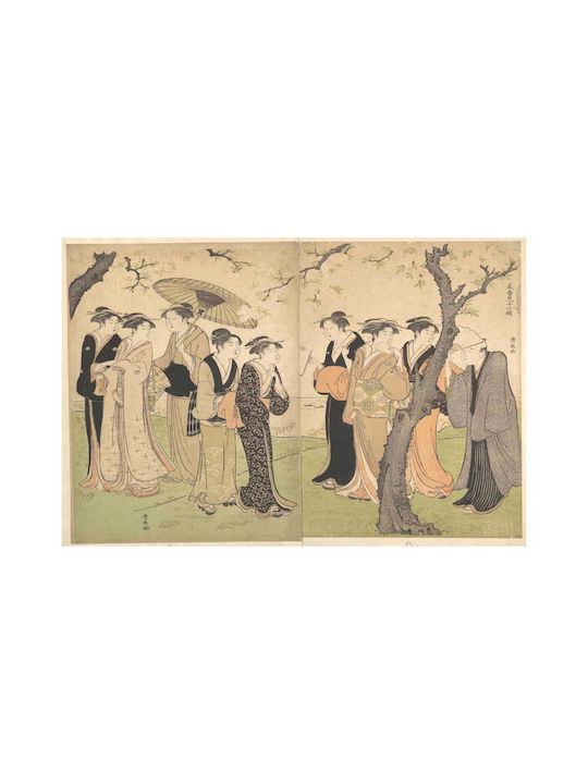 Group Six Geisha Under Cherry Πίνακας σε Καμβά 170x115cm