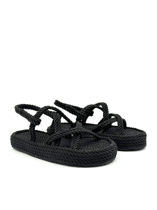 Flache Sandalen für Damen in Schwarz Farbe