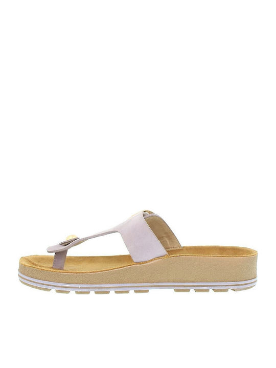 Leather Women's Flat Sandals in Purple Color