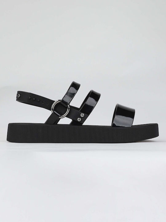 Flache Sandalen für Damen in Schwarz Farbe