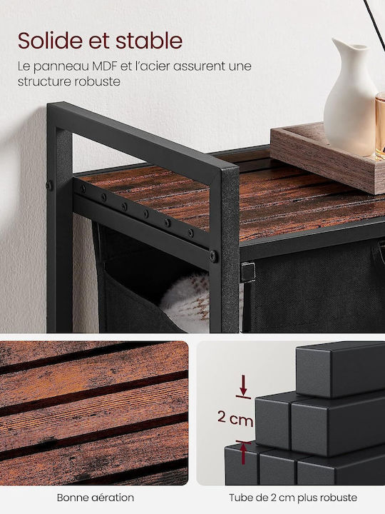 Songmics Καλάθι Απλύτων Υφασμάτινο 50x33x72cm Γκρι