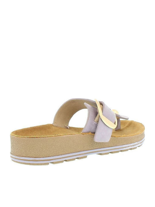 Leather Women's Flat Sandals in Purple Color