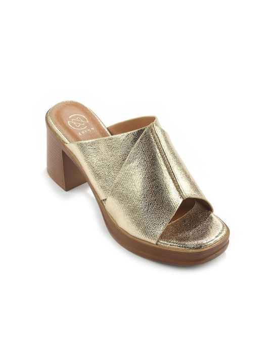Fshoes Mules mit Absatz in Gold Farbe