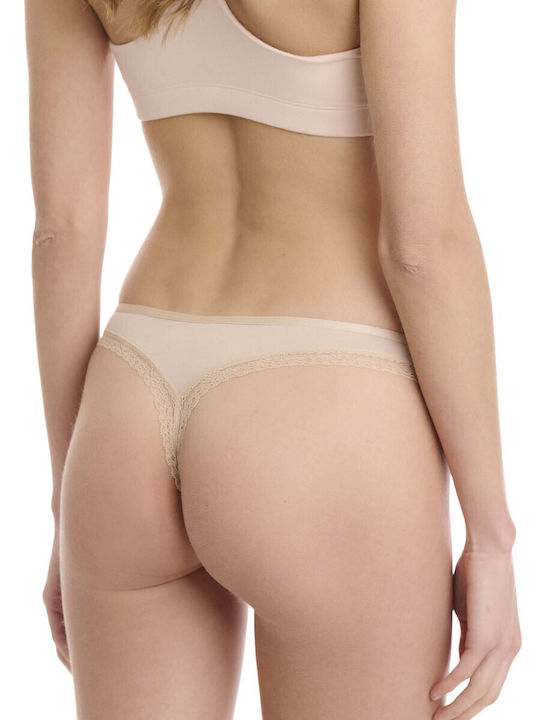 Γυναικείο String με Δαντέλα Μπεζ
