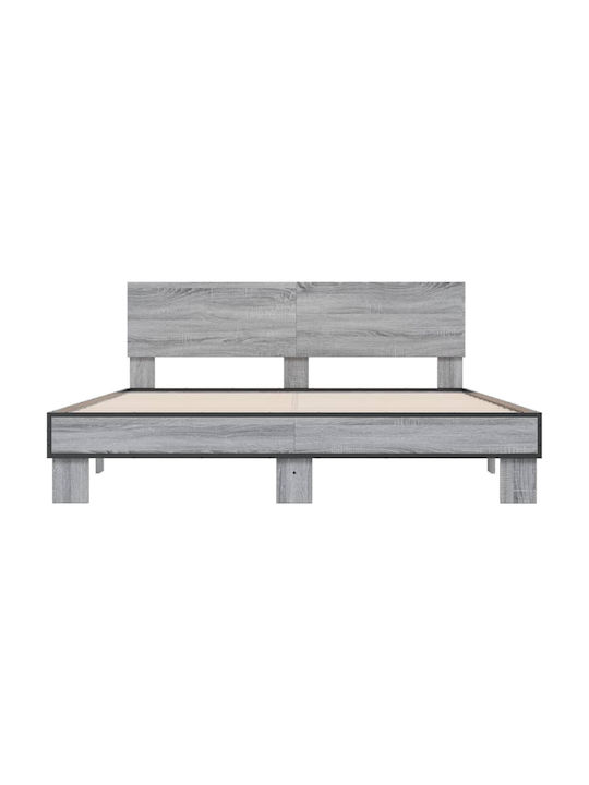 Doppelbett Aus Holz Grau Mit Lattenrost Für Matratze 150x200cm