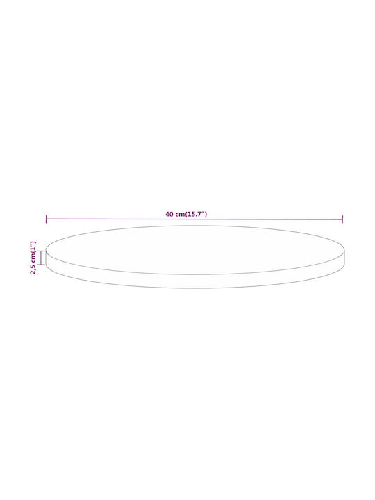 vidaXL Round Table Surface made of Solid Wood Brown 40x40x2.5cm 370001 1pcs