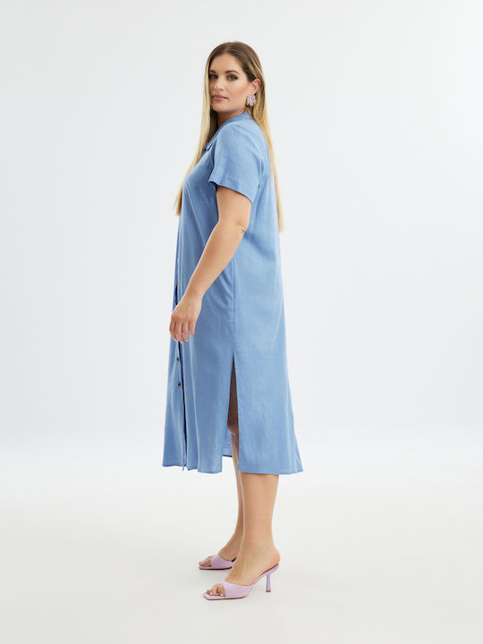 Mat Fashion Σεμιζιέ Φόρεμα Μπλε