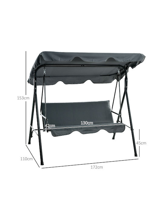 Κούνια με Βάση 3 Θέσεων Μεταλλική Μ172xΠ110xΥ153cm Γκρι Κούνια με Βάση 3 Θέσεων Μεταλλική Μ172xΠ110xΥ153cm Γκρι