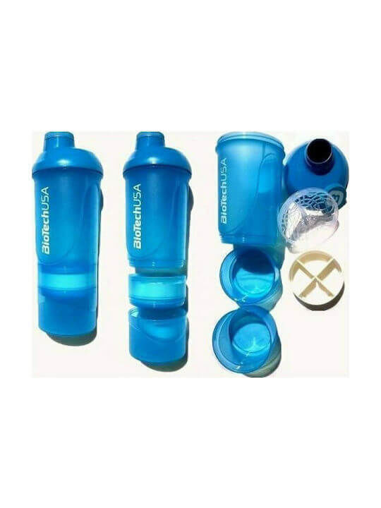 Biotech USA Wave Shaker Πρωτεΐνης 600ml Πλαστικό Μπλε (+200ml+150ml)