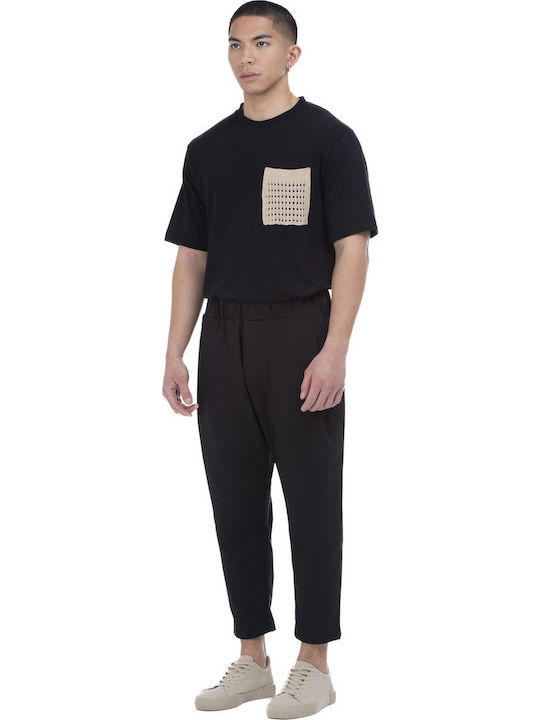 Kurzarm Herrenbluse Schwarz