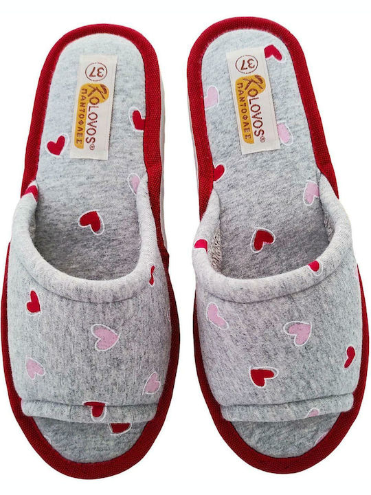 Kolovos Winter Women's Slippers in Red color