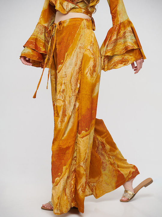 Ble Resort Collection Γυναικεία Παντελόνα Παραλίας Μουσταρδί/καφέ