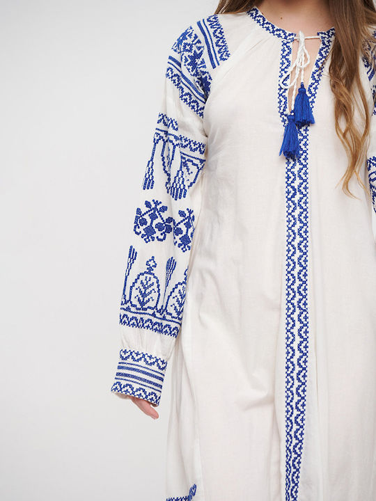 Ble Resort Collection Γυναικείο Μακρύ Φόρεμα Παραλίας Λευκό