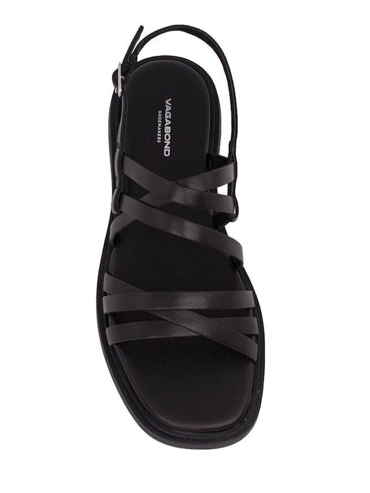 Connie Leather Women's Flat Sandals Black