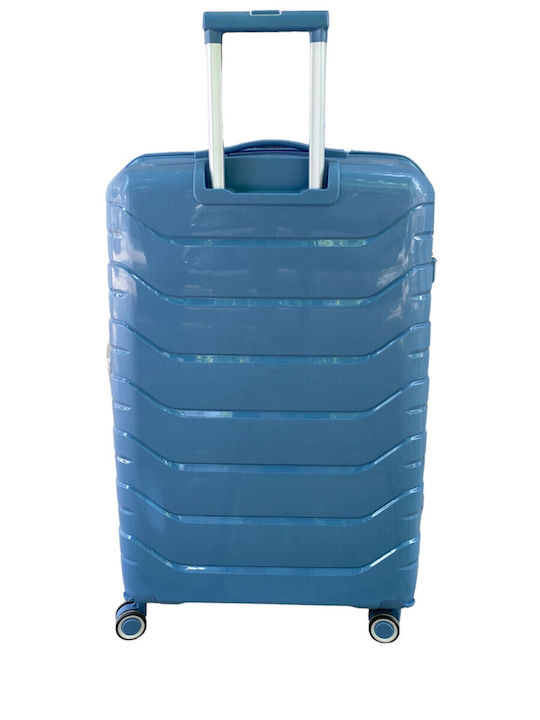 Valiză Ormi Esh-8013 din polipropilenă rigidă, înălțime 75cm, albastră, 75x50x30cm