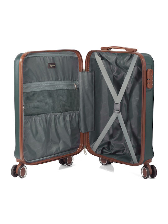 Benzi Cabin Hard Green Travel Suitcase with 4 Wheels Height 55cm