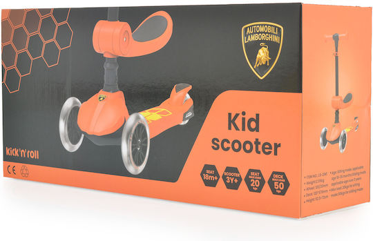 Byox Kids Scooter Foldable Lamborghini 3-Wheel with Seat Orange