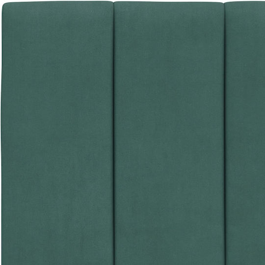 Single Upholstered Bed with Fabric Dark Green with Slats and Mattress 80x200cm