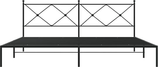 Легло Кингсайз Метално Черно с Ламели за Матрак 193x203см