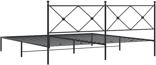 Легло Кингсайз Метално Черно с Ламели за Матрак 193x203см