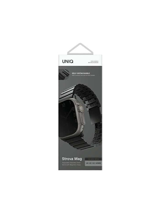 Uniq Strova Mag Strap for Apple Watch 42/44 45/49mm Series 1 2 3 4 5 6 7 8 9 SE SE2 Ultra Ultra 2 Stainless Steel Midnight Black