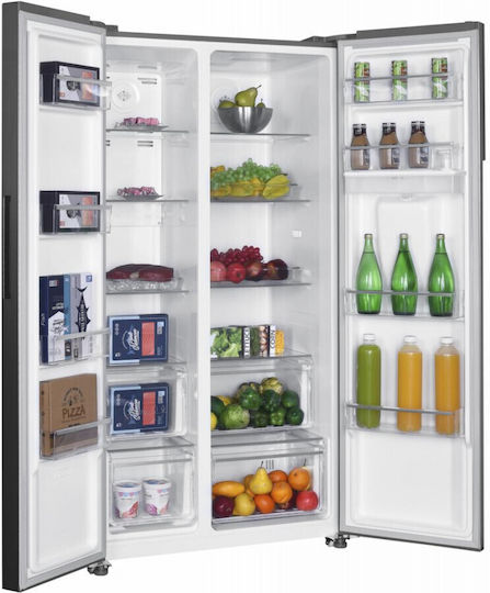 Heinner Ψυγείο Ντουλάπα 529lt Total NoFrost Υ177xΠ90xΒ66εκ. Inox HSBS-HM529NFXWDE++