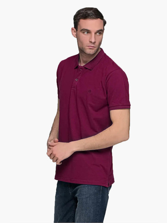 Everbest Men's Long Sleeve Blouse Polo Burgundy