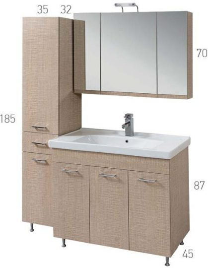 Mabo Apia 60 Правоъгълен Огледало за Баня от MDF с Дължина 60cm Бял
