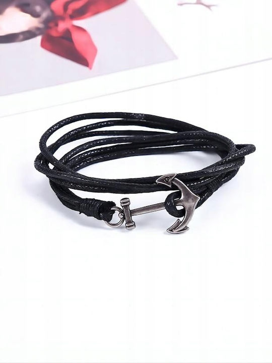 Bracelet Set with design Anchor made of Leather