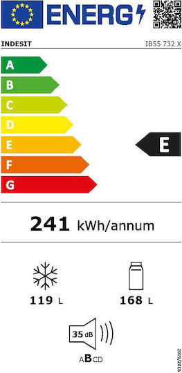 Indesit Ψυγειοκαταψύκτης 287lt Υ182.4xΠ54xΒ57.5εκ. Inox IB55 732 X