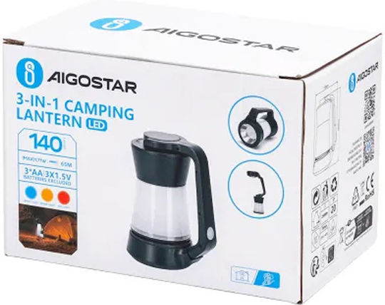 LED Laterne Taschenlampe dimmbar 140lm Camping oder Angeln kaltes warmes weißes rotes Licht Schwarz Aigostar