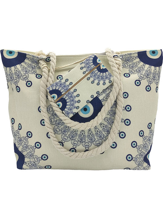 Gift-Me Beach Bag from Canvas with Wallet with design Eye Blue