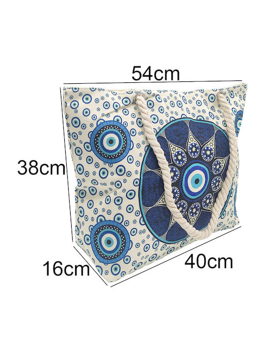 Gift-Me Beach Bag from Canvas with Wallet Blue