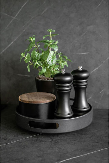 Wenko Rotund Tavă de Servire cu Mânere în Culoare Negru 26x26cm 55098100 1buc