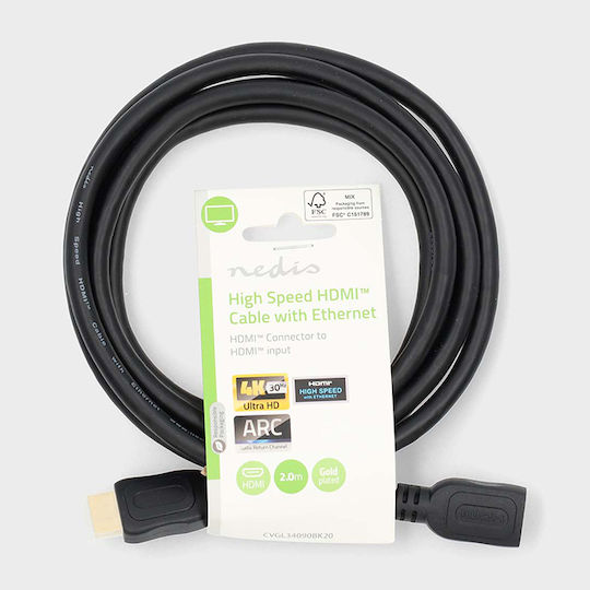 Nedis Cabluri HDMI HDMI 1.4 High Speed 1080p 120Hz HDMI De Sex Masculin - HDMI De Sex Feminin 2m Negru