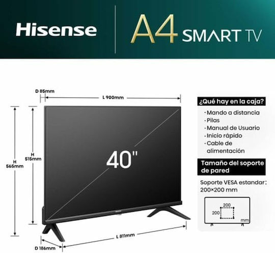 Hisense Smart Fernseher 40" Full HD LED A4N (2024)