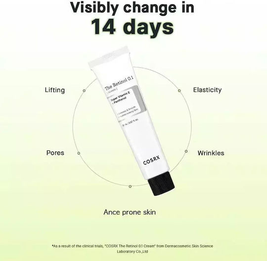 Cosrx The Retinol 0.1 Κρέμα Προσώπου Νυκτός για Σύσφιξη & Ακμή με Ρετινόλη & Πεπτίδια 20ml
